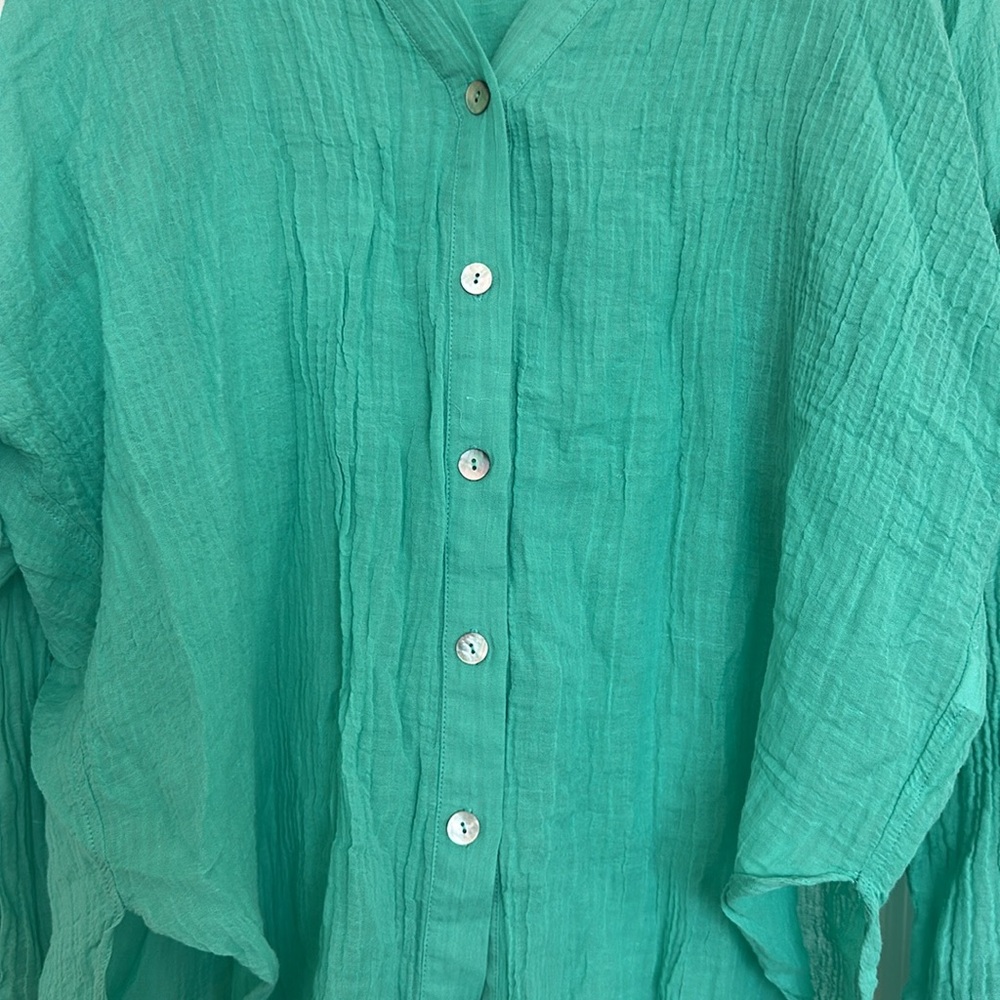 Monday Swimwear Teal Green Button-Front Swim Coverup - Picture 2 of 4